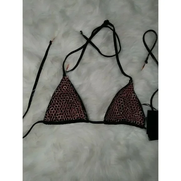 NWT LUV AJ BR Copper Chain Link Bikini Top M - Picture 3 of 7